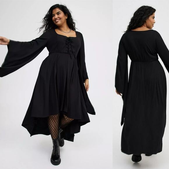 NWT Torrid black witch goth style dress with batwing sleeves size 3x - Picture 1 of 8